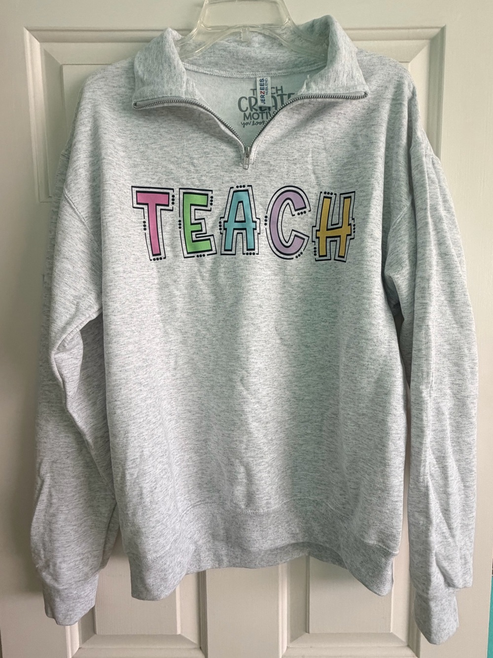 Gray 'TEACH' Quarter-Zip Ad Sweatshirt